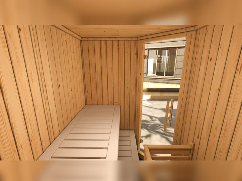 Weka Elementsauna Varberg 1, inkl. 4,5 kW Bioofen (BioS) mit digitaler Steuerung, Ganzglastür