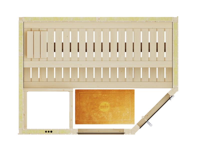 Weka Elementsauna Varberg 1,weiß, inkl. 5,4 kW Ofen Kompakt integr. Steuerung, Ganzglastür und Fens