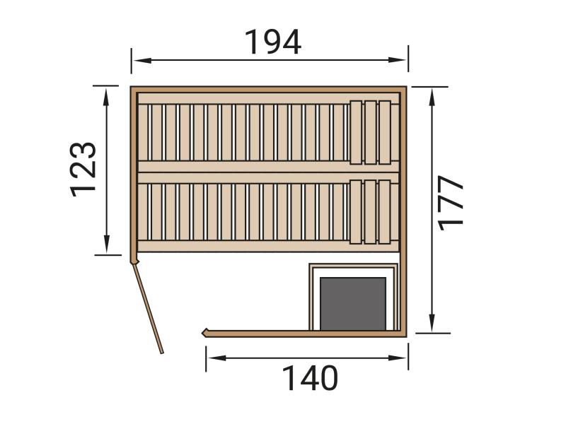 Weka Elementsauna Varberg 2, inkl. 5,4 Ofen Kompakt integr. Steuerung, mit Ganzglastür und Fenster