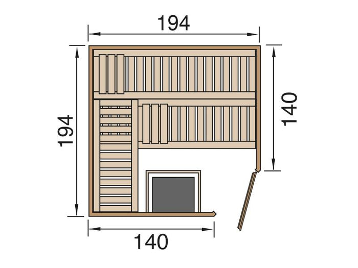 Weka Elementsauna Varberg 3 GT inkl. 7,5 kW BioS-Ofenset