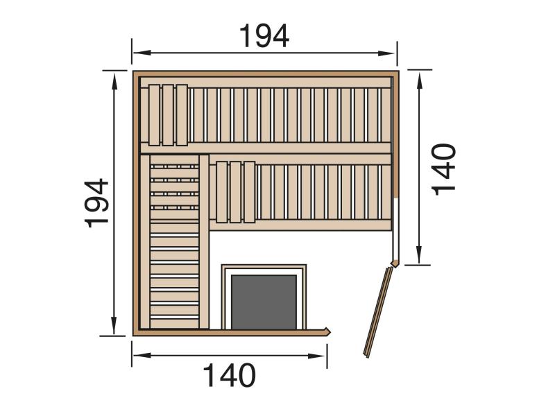 Weka Elementsauna Varberg 3 GTF inkl. 7,5 kW OS-Ofenset