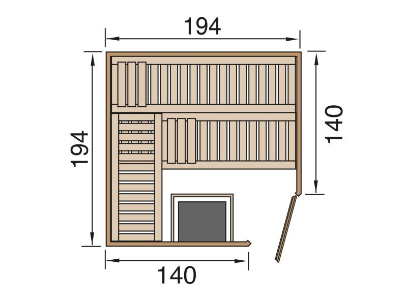 Weka Elementsauna Varberg 3 HT inkl. 7,5 kW BioS-Ofenset