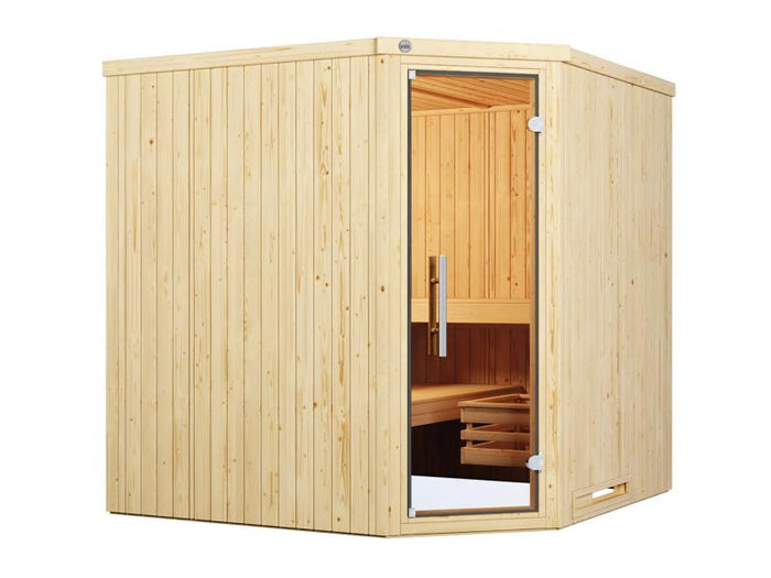 Weka Elementsauna Varberg 3, inkl. 9 kW Ofen Kompakt integr. Steuerung, Ganzglastür