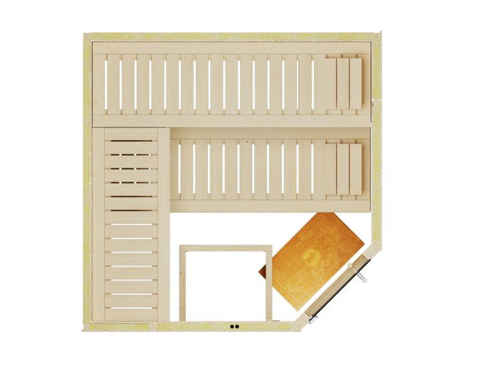 Weka Elementsauna Varberg 3, weiß, inkl. 9 kW Ofen Kompakt integr. Steuerung, Ganzglastür