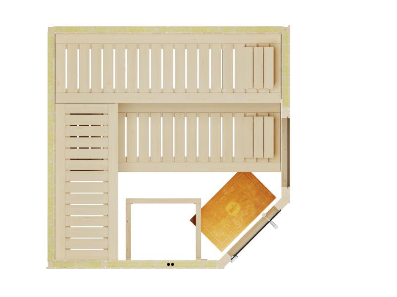 Weka Elementsauna Varberg 3,weiß, inkl. 9 kW Ofen Kompakt integr. Steuerung, Ganzglastür und Fenster