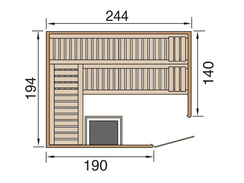 Weka Elementsauna Varberg 4 GTF Trend inkl. 7,5 kW OS-Ofenset