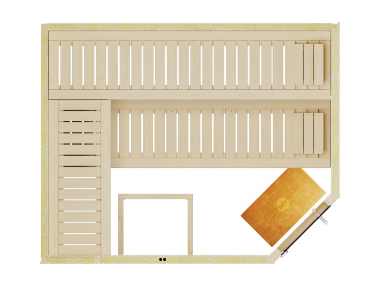 Weka Elementsauna Varberg 4 Trend, weiß, inkl. 9 kW Ofen Kompakt integr. Steuerung, Ganzglastür