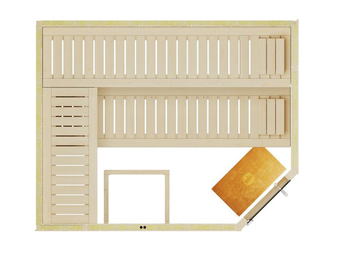 Weka Elementsauna Varberg 4 Trend, weiß, inkl. 9 kW Ofen Kompakt integr. Steuerung, Ganzglastür