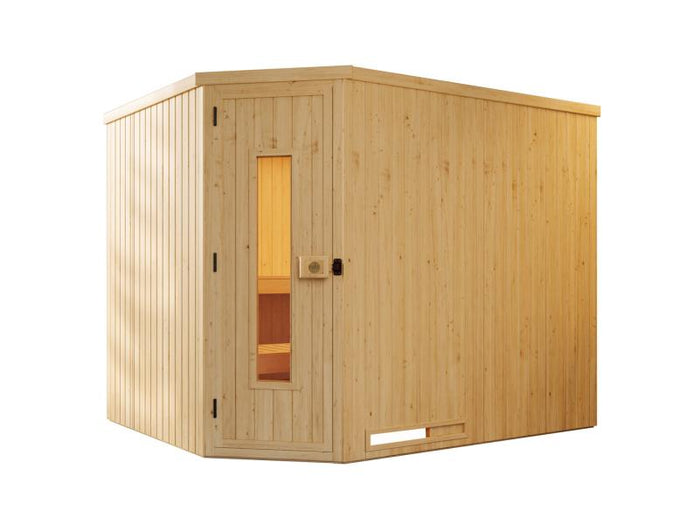Weka Elementsauna Varberg 4, inkl. 9 kW Ofen Kompakt integr. Steuerung, isolierte Holztür