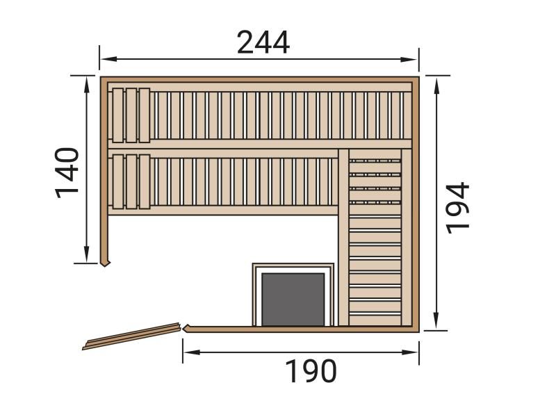 Weka Elementsauna Varberg 4, inkl. 9 kW Ofen digitale Steuerung (OS), Ganzglastür