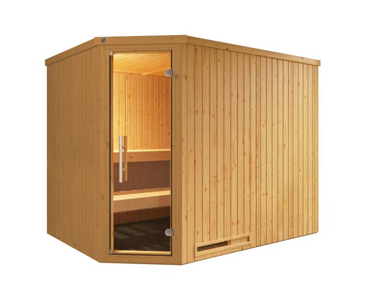 Weka Elementsauna Varberg 4, inkl. 9 kW Bioofen digitale Steuerung (BioS), Ganzglastür