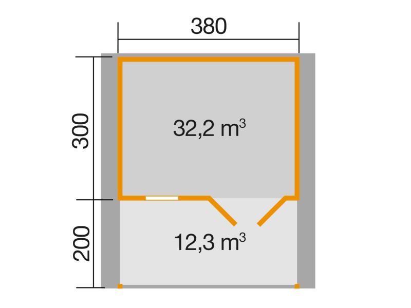 Weka Gartenhaus 111 Gr. 2 Vordach + Terrasse 200 cm