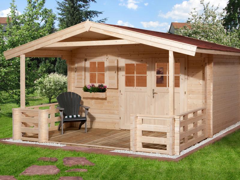 Weka Gartenhaus 111 Gr. 3 Vordach + 200 cm Terrasse
