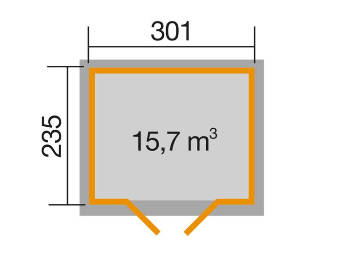 Weka Gartenhaus 122 Gr. 4 in anthrazit mit Fußboden Komplett-Set