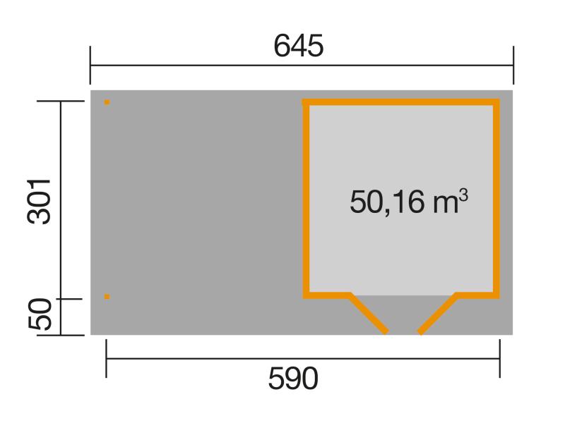 Weka Gartenhaus 126 B Plus Gr. 2 anthrazit mit Anbaudach 300 cm