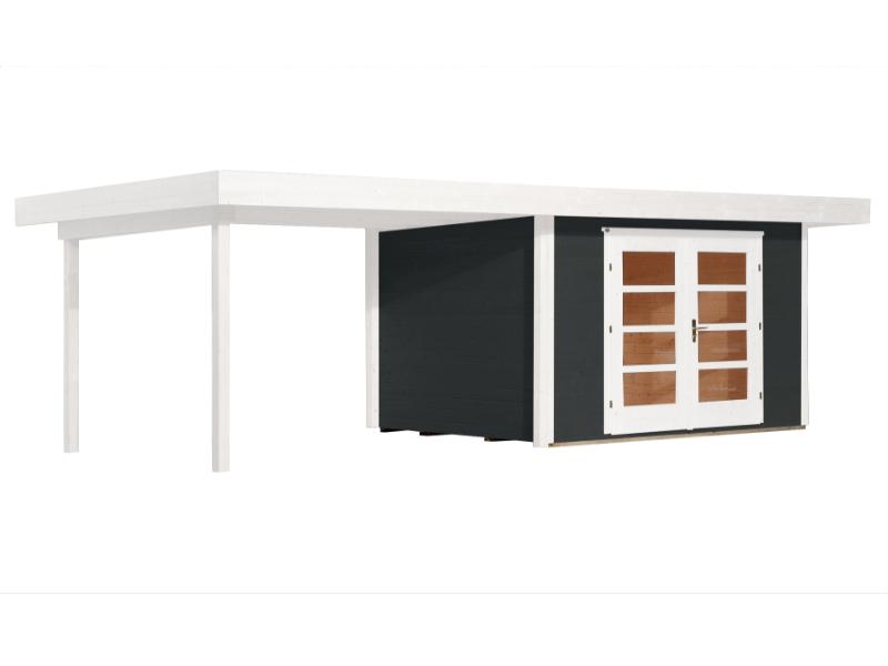 Weka Gartenhaus 126 B Plus Gr. 2 anthrazit mit Anbaudach 300 cm