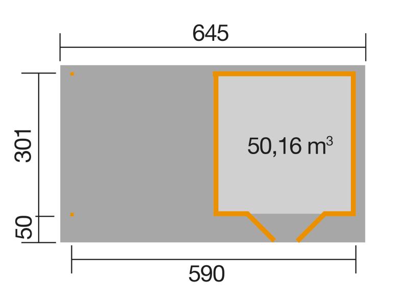 Weka Gartenhaus 126 B Plus Gr. 2 schwedenrot mit Anbaudach 300 cm