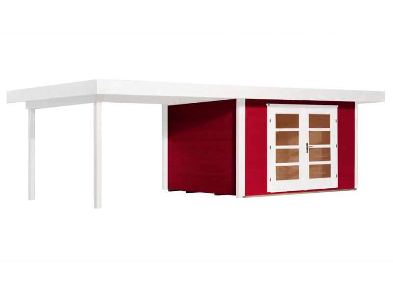 Weka Gartenhaus 126 B Plus Gr. 2 schwedenrot mit Anbaudach 300 cm
