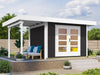 Weka Gartenhaus 126 Gr. 1 in anthrazit mit Anbaudach 150 cm