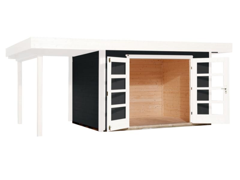 Weka Gartenhaus 126 Gr. 1 in anthrazit mit Anbaudach 150 cm