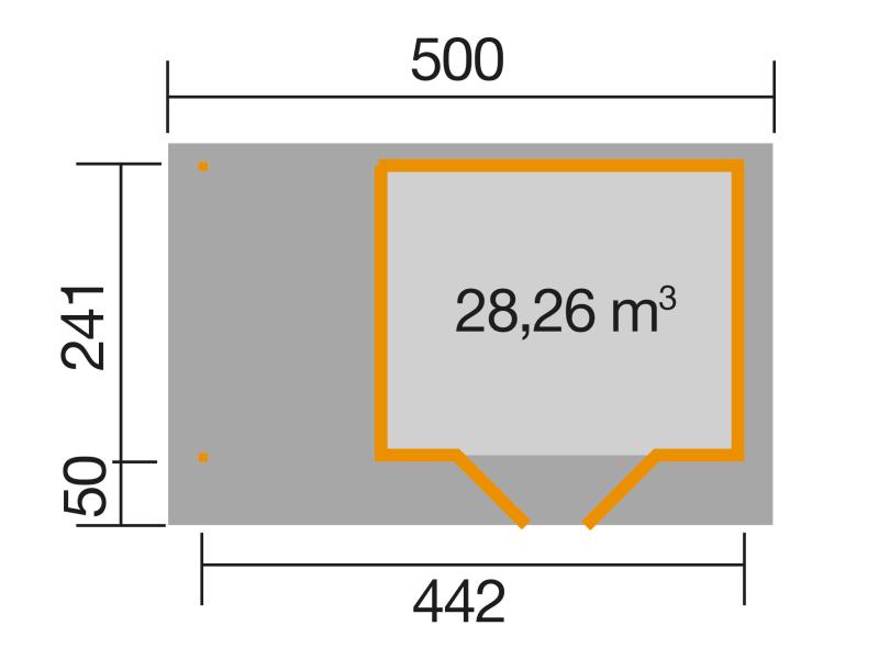Weka Gartenhaus 126 Gr. 1 in anthrazit mit Anbaudach 150 cm