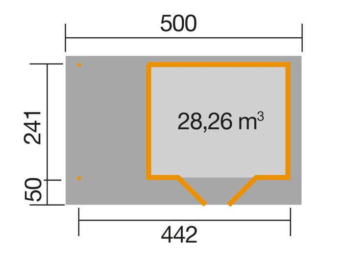 Weka Gartenhaus 126 Gr. 1 in anthrazit mit Anbaudach 150 cm