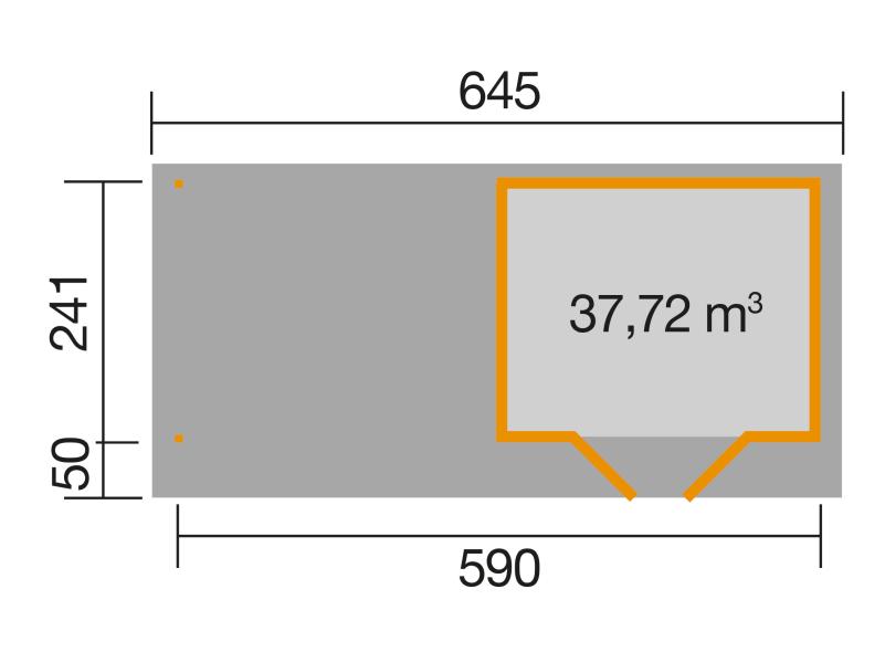 Weka Gartenhaus 126 Gr. 1 in anthrazit mit Anbaudach 300 cm