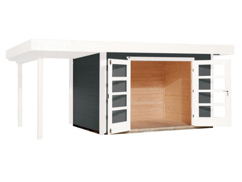 Weka Gartenhaus 126 Gr. 1 in grau mit Anbaudach 150 cm