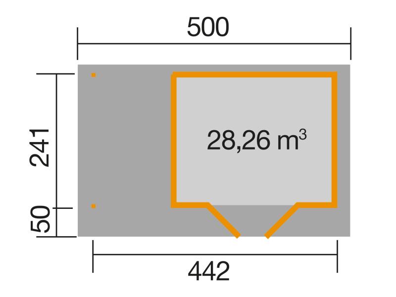 Weka Gartenhaus 126 Gr. 1 in grau mit Anbaudach 150 cm