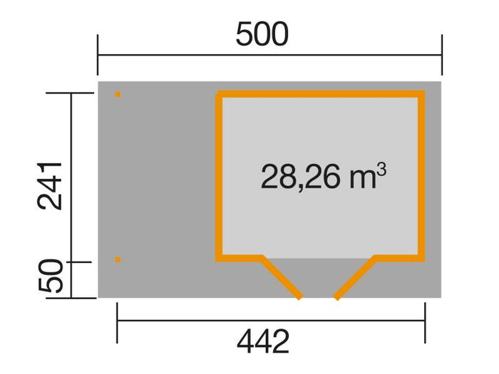 Weka Gartenhaus 126 Gr. 1 in grau mit Anbaudach 150 cm