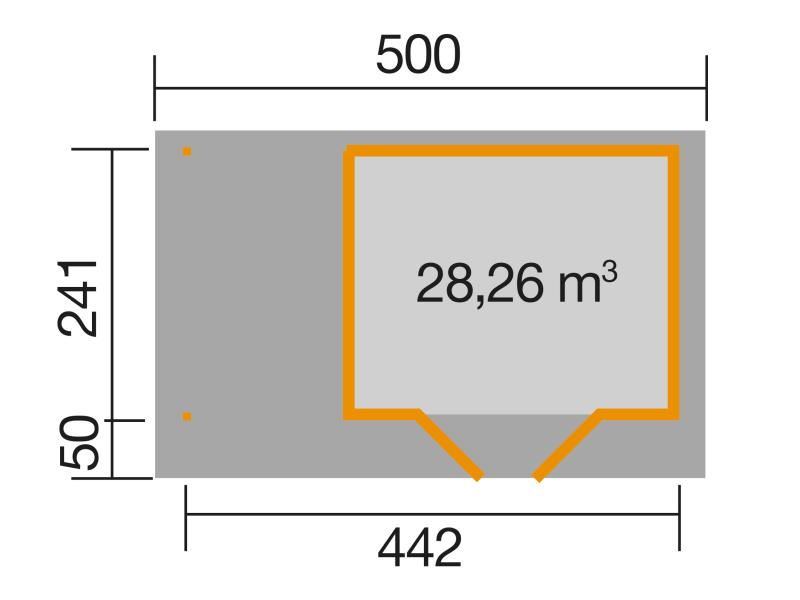 Weka Gartenhaus 126 Gr. 1 in schwedenrot mit Anbaudach 150 cm