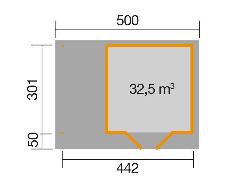 Weka Gartenhaus 126 Gr. 2 in anthrazit mit Anbaudach 150 cm