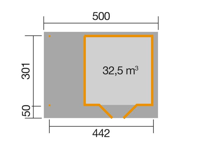 Weka Gartenhaus 126 Gr. 2 in anthrazit mit Anbaudach 150 cm