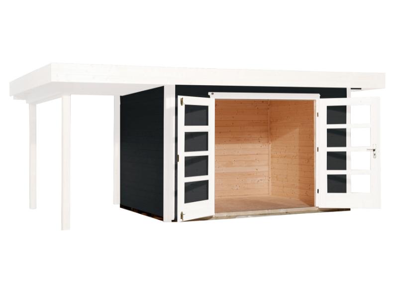 Weka Gartenhaus 126 Gr. 2 in anthrazit mit Anbaudach 150 cm