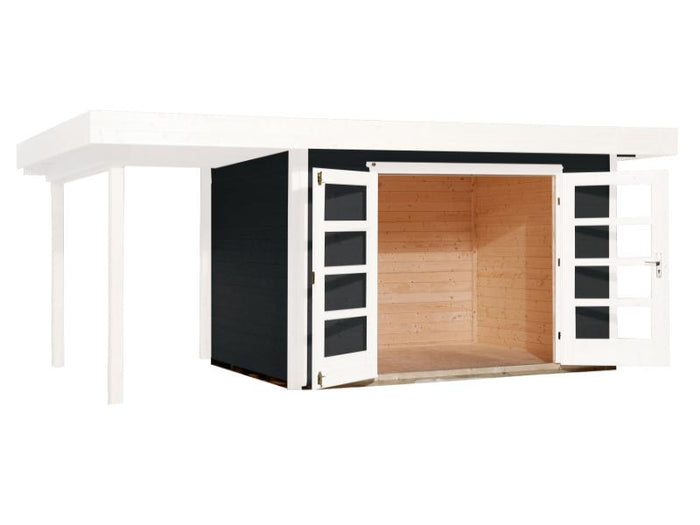 Weka Gartenhaus 126 Gr. 2 in anthrazit mit Anbaudach 150 cm
