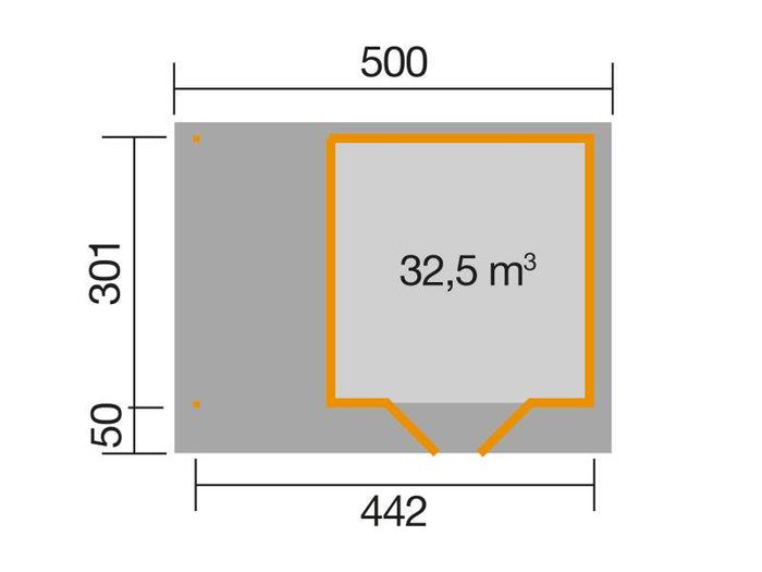 Weka Gartenhaus 126 Gr. 2 in grau mit Anbaudach 150 cm