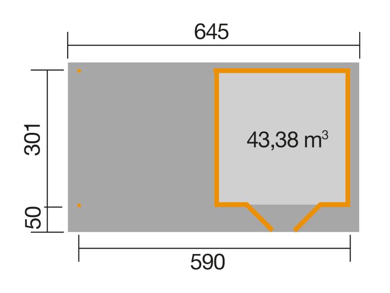 Weka Gartenhaus 126 Gr. 2 in grau mit Anbaudach 300 cm