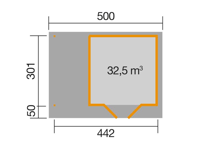 Weka Gartenhaus 126 Gr. 2 in schwedenrot mit Anbaudach 150 cm