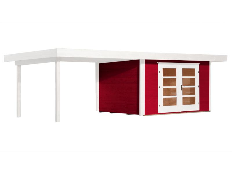 Weka Gartenhaus 126 Gr. 2 in schwedenrot mit Anbaudach 300 cm