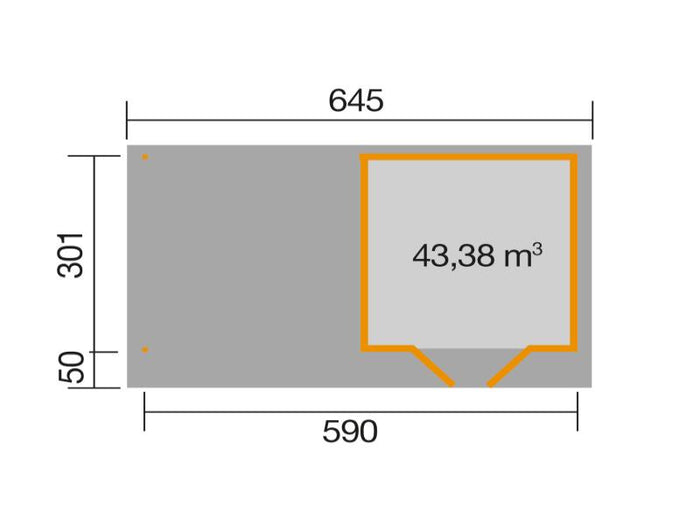 Weka Gartenhaus 126 Gr. 2 in schwedenrot mit Anbaudach 300 cm
