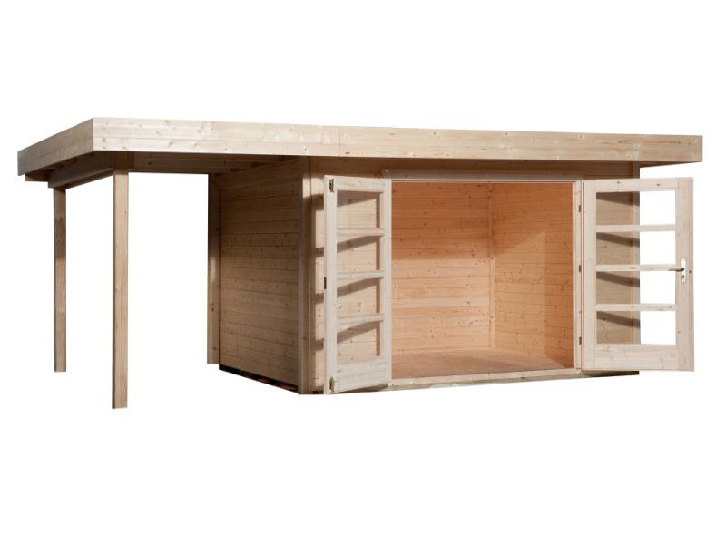 Weka Gartenhaus 126 Gr. 2 natur mit Anbaudach 150 cm