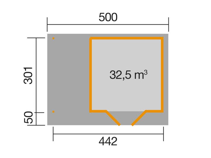 Weka Gartenhaus 126 Gr. 2 natur mit Anbaudach 150 cm
