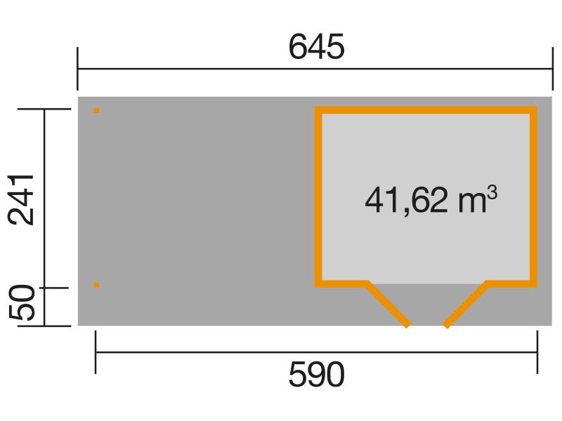 Weka Gartenhaus 126 Plus Gr. 1 anthrazit mit Anbaudach 300 cm