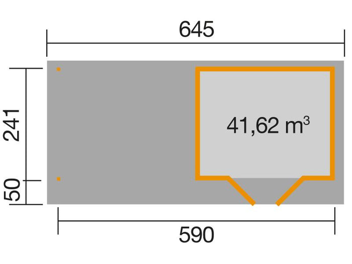 Weka Gartenhaus 126 Plus Gr. 1 grau mit Anbaudach 300 cm