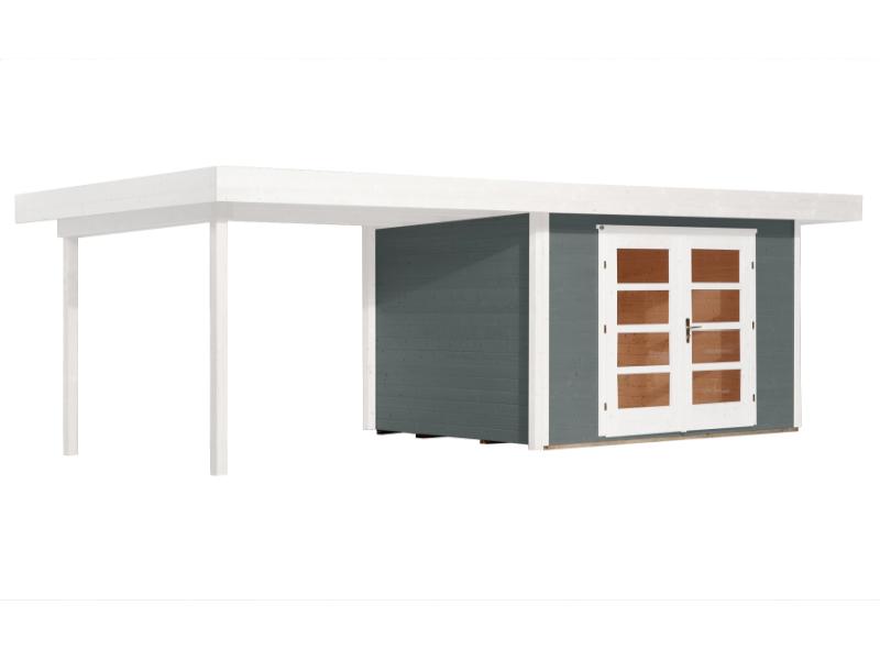Weka Gartenhaus 126 Plus Gr. 1 grau mit Anbaudach 300 cm