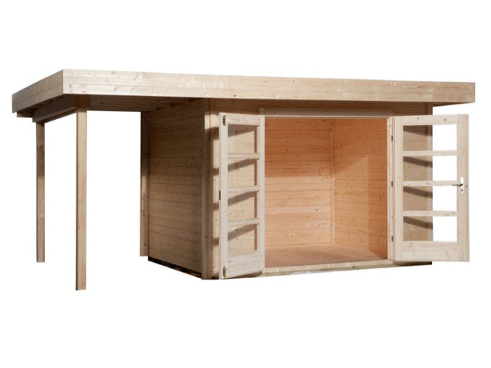 Weka Gartenhaus 126 Plus Gr. 1 mit Anbaudach 150 cm natur