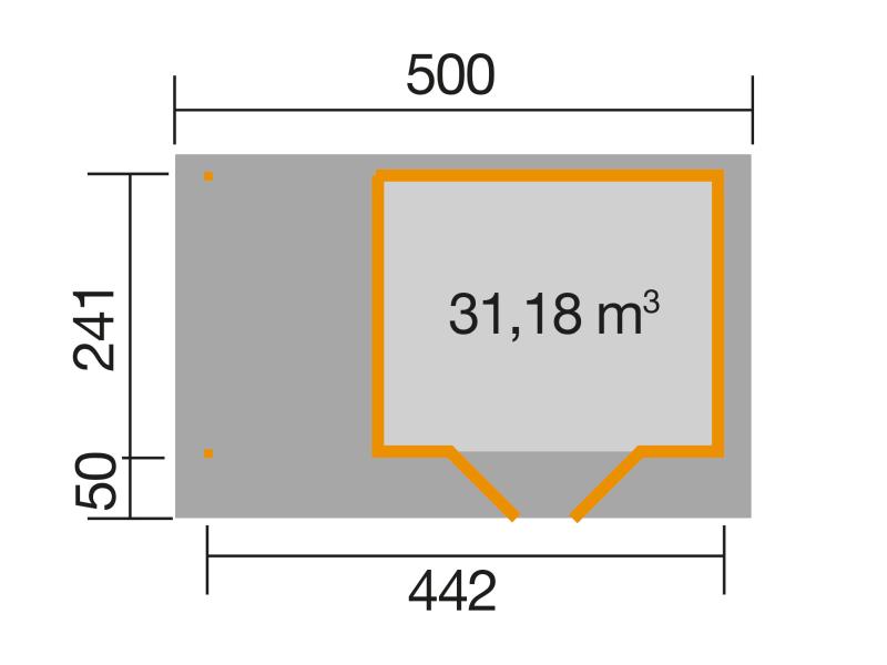Weka Gartenhaus 126 Plus Gr. 1 mit Anbaudach 150 cm natur
