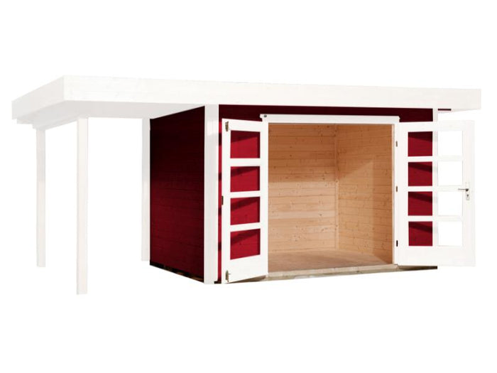 Weka Gartenhaus 126 Plus Gr. 1 mit Anbaudach 150 cm schwedenrot