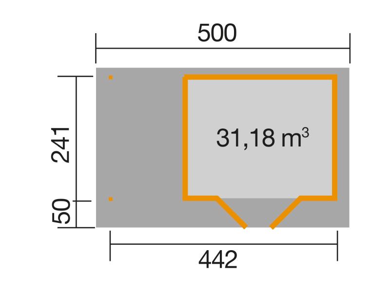 Weka Gartenhaus 126 Plus Gr. 1 mit Anbaudach 150 cm grau