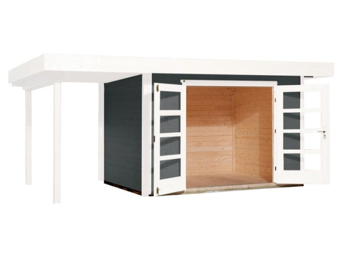 Weka Gartenhaus 126 Plus Gr. 1 mit Anbaudach 150 cm grau